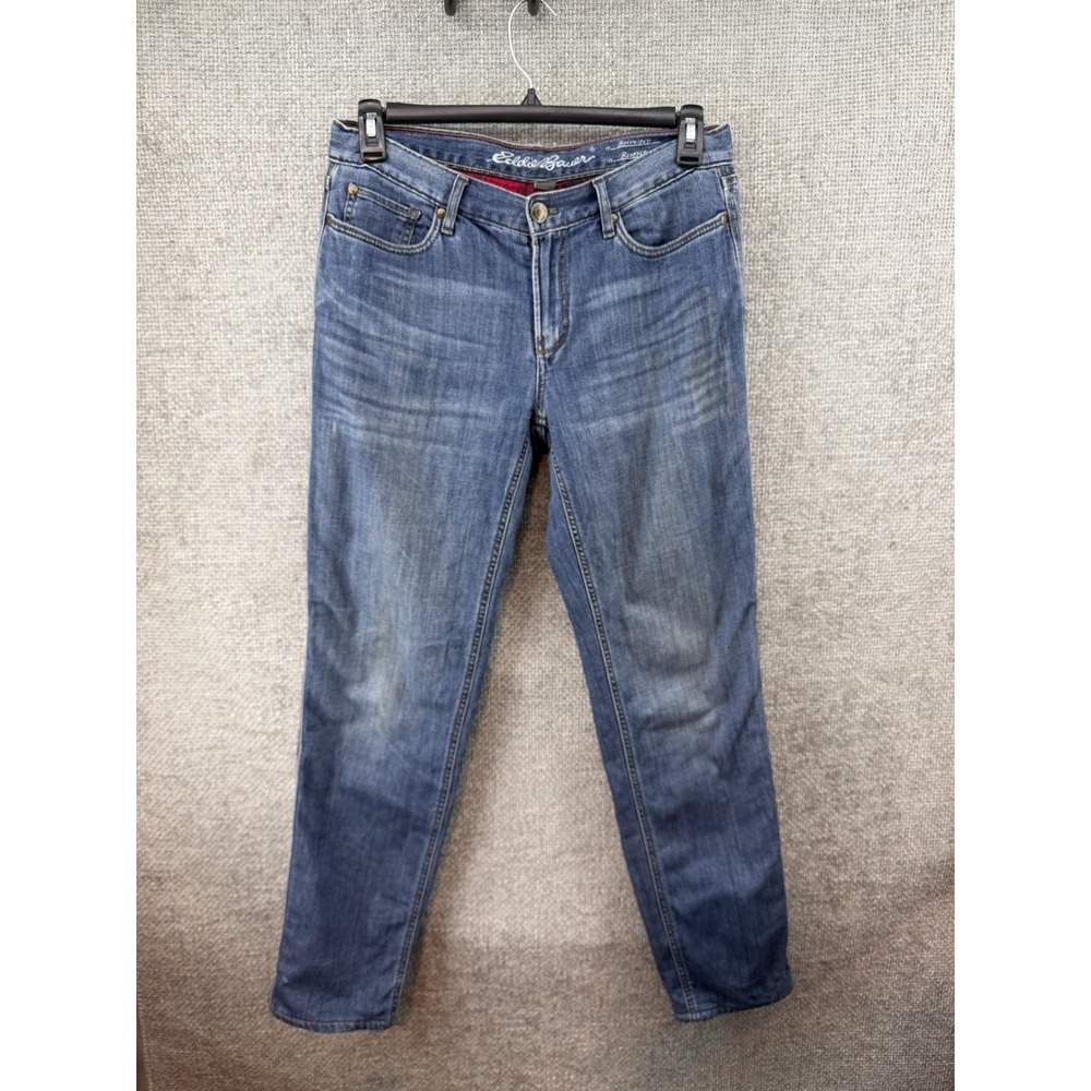 Eddie Bauer Flannel Lined Jeans Women 6 Blue Excellent Boyfriend Relaxed Leg - Picture 3 of 12